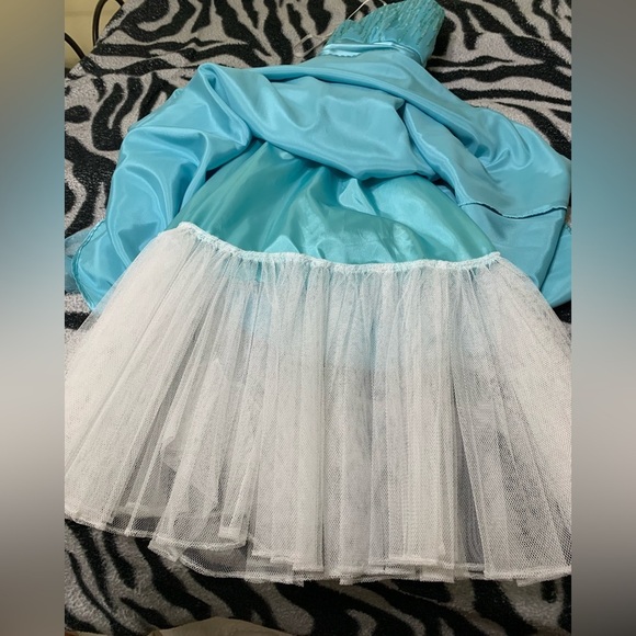 Masquerade Aqua Sequined Strapless MIDI Cocktail Prom Dress Size 3/4 Y2K Vintage - Picture 5 of 8